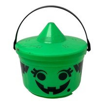 Vintage Mc Donalds Halloween Bucket Green Witch Spider Happy Meal Pail W Lid - £25.31 GBP
