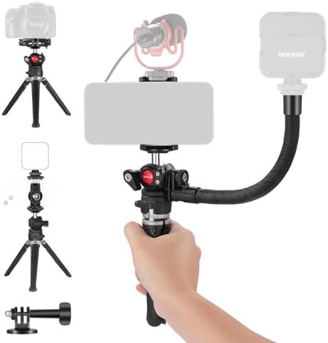 Compact Travel Tripod for iPhone and GoPro with Flexible Arm Adapter