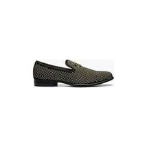 Stacy Adams Men Shoes Swagger Studded Slip On Satin Black Gold 25228-715 image 7