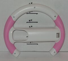 Nintendo Wii Steering Wheel Hard Plastic Pink White - $14.80