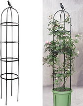 Garden Trellis for Climbing Plants 6 Feet Rustproof Metal Potted Plant (Black) - £20.76 GBP