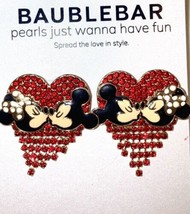 Disney BaubleBar Mickey Mouse and Minnie Mouse Kissing Red Crystal Earrings NEW - $15.50