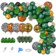 Jungle Safari Balloon Garland Arch Kit, Gold Dark Green 4D Animal Foil B... - £23.69 GBP