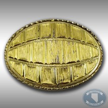 Vintage Belt Buckle Gold Color Oval Football-Like Abstract Made In The USA By MW - £17.53 GBP