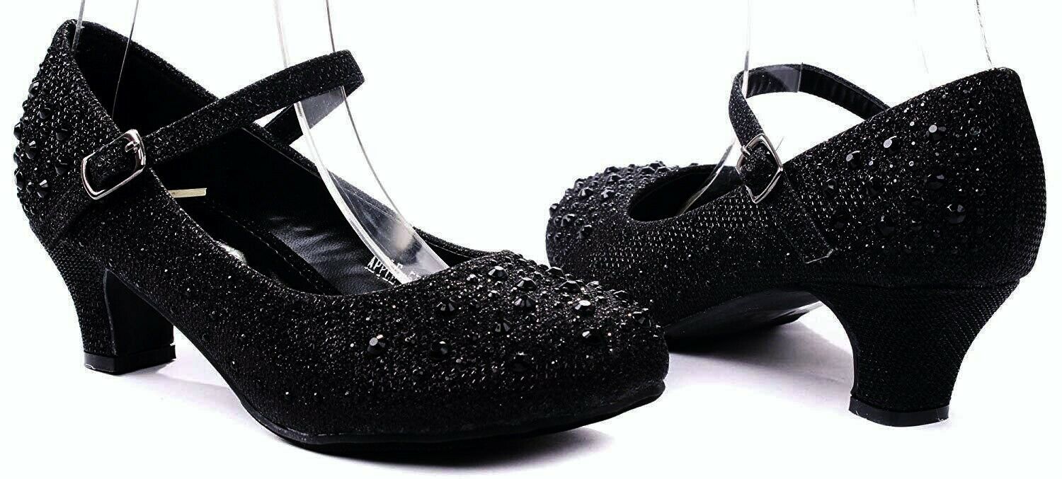 Lucky Top Apple5K Kids Sparkling Mary Jane Rhinestone Glitter Formal Dress Pumps
