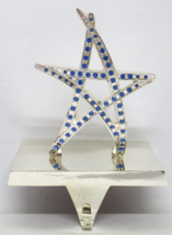 HARVEY LEWIS Silver and Blue Star Swarovski Crystals Christmas Stocking Holder  - £38.14 GBP