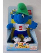Hug A Smurf Smurf in Trendy Clothes Green Hat White Shirt With A Red &quot;S&quot;... - $16.46 CAD