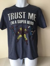 Marvel Comic Mens T Shirt Medium Gray Graphic Spiderman Captain America ... - £6.32 GBP