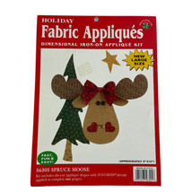 What&#39;s New  Holiday Fabric Spruce Moose Applique Vintage 1998 Large 8x10... - $13.78