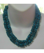 Vintage Signed Japan Double Strand Blue Bead Necklace - $34.65