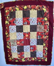 OOAK Handmade Halloween Autumn Patchwork Wall Quilt or Table Cover Mini Leaves - £17.57 GBP