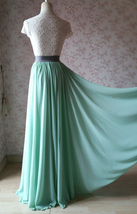 MINT GREEN Maxi Chiffon Skirts Summer Wedding Custom Plus Size Maxi Skirt image 4