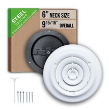 Handua 6" Steel Round Air Supply Diffuser White Ceiling Vent Cover 9-15/16" - $66.45