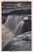 Niagara Falls New York NY American Falls from Goat Island by Night Postcard A22 - £2.38 GBP