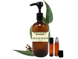 Eucalyptus Essential Oil 16 oz Pump Bottle with 2 Amber Glass Roller Bottles. -  - £39.33 GBP