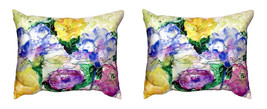 Pair of Betsy Drake Watercolor Garden No Cord Pillows 16 Inch X 20 Inch - £63.30 GBP