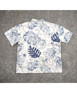 Vintage Crazy Shirts Hawaiian Polo Men Large White Blue Palm Tribal Cotton - £19.63 GBP