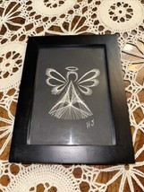 Cross Stitch Black Wood Frame 8&quot;x6&quot; Angel Christmas Signed Angels Art - $19.80