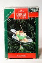 Hallmark: Gone Wishin&#39; - Santa in Boat Fishing for Present 1992 Holiday Ornament - £9.31 GBP