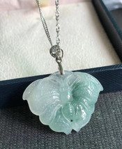 Type A Icy Blue Butterfly Jadeite Pendant Certified Icy Blue Butterfly Necklace - £125.00 GBP