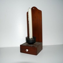 Antique Americana Wooden Candle Stand with Match Drawer - £94.96 GBP