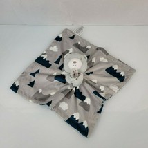 Baby Essentials Grey Bear Lovey Security Blanket Tree Mountains clouds Blue Gray - $24.74