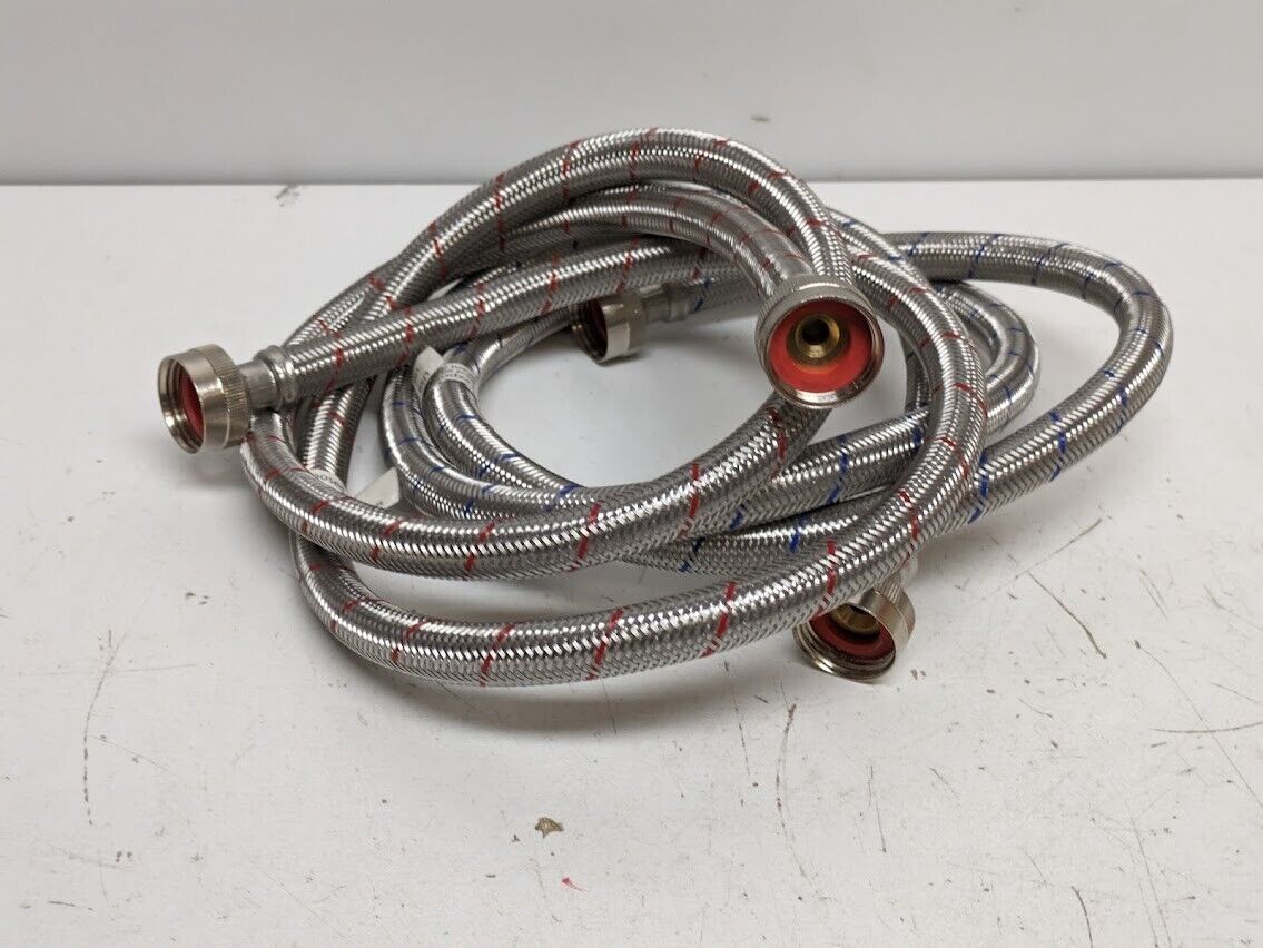 Shark Industrial Washing Machine Water Stainless Steel Supply Hose Pack ... - $19.31