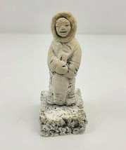 Sculpture Figurine Alaska Eskimo With Seal Hand Crafted - $9.99