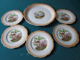 ZSOLNAY Hungary 1900s Platter and 5 Bird Plates Signed by Artist Rare!! ... - £229.41 GBP