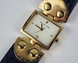 Michael Kors MK-2113 Gold Tone Thick Leather Band Quartz watch -needs ba... - $39.59