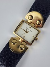 Michael Kors MK-2113 Gold Tone Thick Leather Band Quartz watch -needs ba... - $39.59