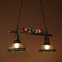 31&quot; Hanging Pool Table Lights Fixture Billiard Pendant Lamp w/ 2 Glass Shades - £155.33 GBP