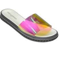 KARL LAGERFELD Women&#39;s Shoes BILLI LUCITE Slides Iridescent Flats Size 8.5M - $25.19