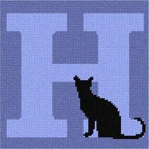 Pepita Needlepoint Canvas: Letter H Black Cat, 7&quot; x 7&quot; - £39.18 GBP+
