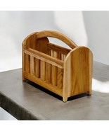 Wood Magazine Rack Basket Magazines Stand Tray Acacia Solid New - $1,384.26 MXN+