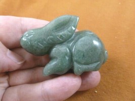 (Y-BUN-SI-732) green BUNNY RABBIT gemstone carving I love rabbits HARE s... - $17.53