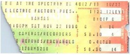 Vintage Kansas Ticket Stub Novembre 22 1980 Philadelphia Pennsylvania - £33.03 GBP