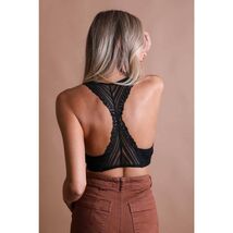 Black Seamless Front Lace Racerback Bralette - $23.76