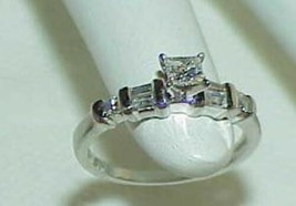 Vintage Platinum .50ct Diamond Princess Cut Solitaire Ring Size 5.25 High End - £1,161.87 GBP