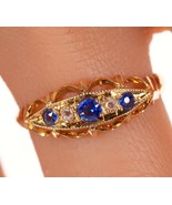 Sz6 c1864  18k gold Sapphire/diamond antique ring - £690.95 GBP
