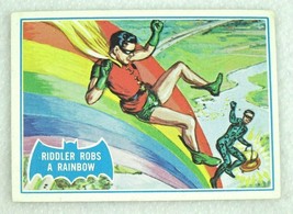 1966 Topps Batman Blue Bat Puzzle Back Card #44B Riddler Robs A Rainbow RARE! - £23.44 GBP