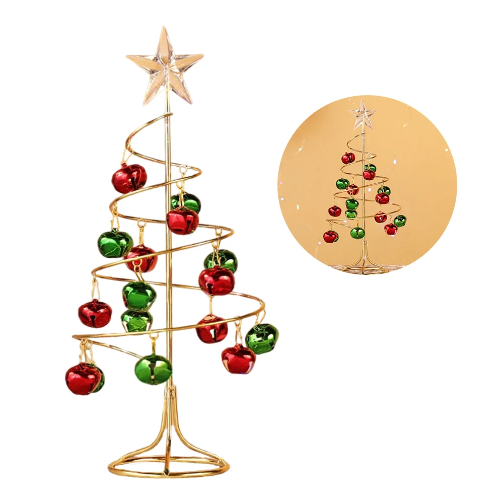 Mini Christmas Tree Ornament with Bell Decor Metal Christmas Tree Rustproof - £12.64 GBP