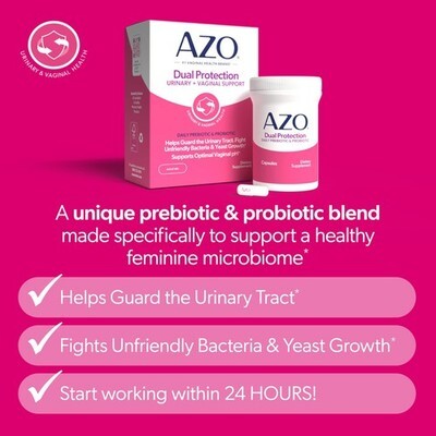 AZO Dual Protection, Urinary + Vaginal Support, Prebiotics and Probiotics for Wo Item image 3
