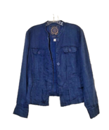 Coldwater Creek Linen Celebrate Your Spirit Size 12 Blue Button Front Ja... - $314.09 MXN