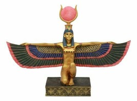 Egyptian Goddess Of Motherhood Kneeling Isis With Open Wings Statue 12.75&quot;Long - £39.15 GBP