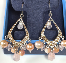 Vintage Signed LUC 925 Sterling Silver Chandelier Style Dangle Hook Earr... - $64.35