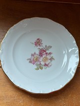 Vintage Golden Crown BRIAR ROSE Pink &amp; White Flowers Porcelain Salad Pla... - £9.02 GBP