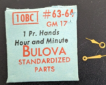 NOS Genuine Bulova 10BC GM 17 Set of Hands Watch #63/64 - Gold Tone - Mo... - $17.81