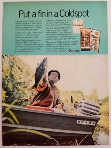 1968 Print Ad Sears Coldspot Freezers, Boat & Outboard Motor - £7.33 GBP