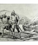 Landing Of Viking Norsemen 1899 Victorian American History Ephemera DWZ2 - $40.83 CAD